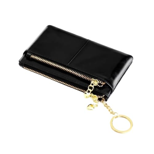 Women Leather Small Wallet Leather Change Bag Short Wallet Femal Coin Purse Girls Card Holder Für Geldbeutel Damen(Black) von WUYXTO