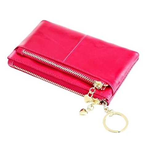 Women Leather Small Wallet Leather Change Bag Short Wallet Femal Coin Purse Girls Card Holder Für Geldbeutel Damen(Rose red) von WUYXTO