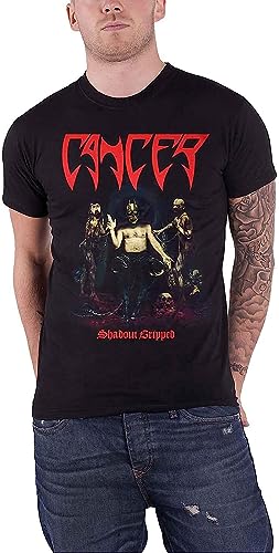Cancer T Shirt Shadow Gripped Band Logo Death Metal Official Mens Black Hemden(X-Large) von WUZ9MIMI