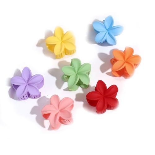 Blumen-Haarspangen, klein, Kunststoff, 4 cm, Haar-Accessoire, niedliche Haarklammern für Damen, dickes Haar bis dünnes Haar, 7 Stück von WUZIA