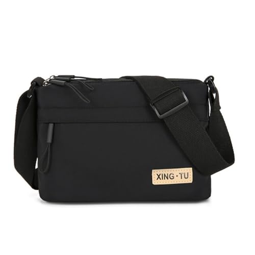 Damen-Umhängetasche, Oxford-Stoff, schwarz, lässige Schultertasche, Kuriertasche, 25 x 15 x 10 cm, für Reisen, täglichen Sport von WUZIA