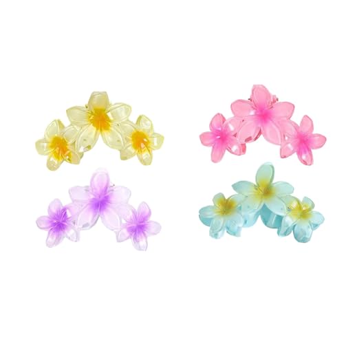 Haarspangen, rutschfest, Blumen-Design für Damen, 10 cm, Kunststoff/Harz, elegant, süßer Stil, für Strand, Hochzeit, Party, 4 Stück von WUZIA