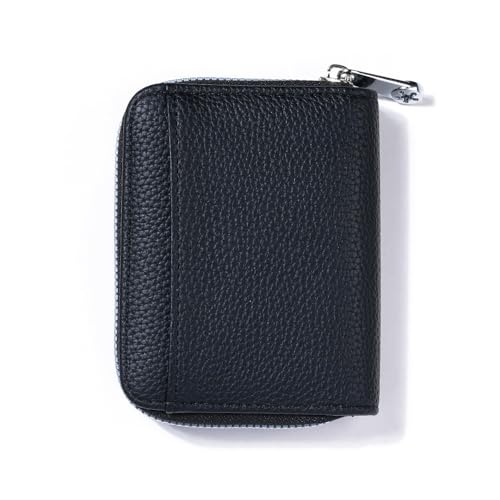 Kleine Geldbörse für Damen, PU-RFID-blockierend, Mini-Geldbörse mit Münzfach, Reißverschluss, Kreditkartenhalter, Organizer, Kleingeldtasche, Schwarz , Münztasche von WUZIA