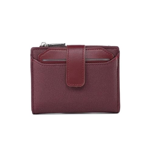 Kleine Geldbörse für Damen, aus PU, RFID-blockierend, doppelt gefaltet, kompakte Tasche, Reißverschluss, Münzfach, Kreditkartenetui mit Ausweisfenster von WUZIA