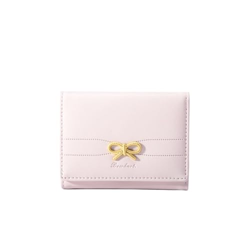 Kleine Geldbörse mit Schleife für Damen, klein, mit Ausweisfenster und Kreditkartenfächern, Rosa von WUZIA