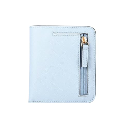 Kurze Damengeldbörse, RFID-blockierend, PU, kompakt, zweifach gefaltet, mit Münzfach und Ausweisfenster von WUZIA