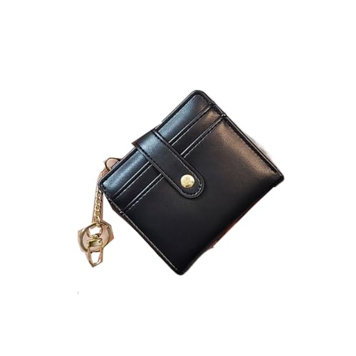 Kurze Geldbörse für Damen, PU, RFID-blockierend, Kartenhalter mit Reißverschlussfach und mehreren Kartenfächern, Schwarz , 现代 von WUZIA