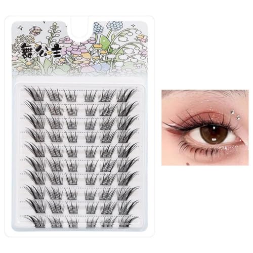 Segmentierte falsche Wimpern, schwarz, 8–12 mm, Faserstreifen-Verlängerung, einzelner Cluster, Wispy D Crul, für Damen, DIY von WUZIA