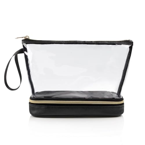 Transparente Make-up-Tasche, transparente Reise-Kosmetiktasche, Organizer, tragbare Kulturbeutel, Make-up-Pinsel-Tasche für Damen von WUZIA