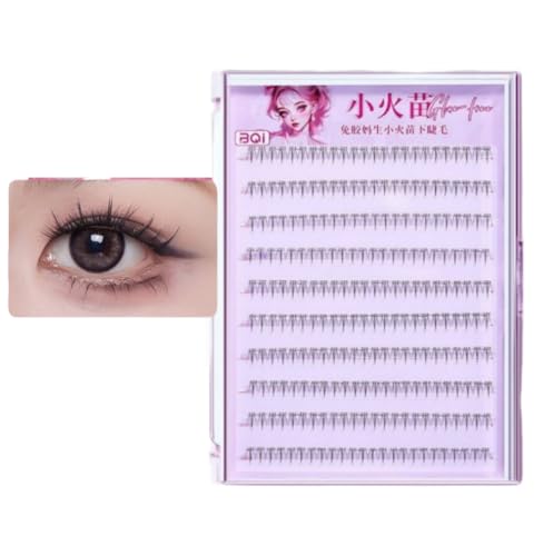 Untere falsche Wimpern, ohne Kleber, schwarze Faserstreifen-Verlängerungen, einzelne Cluster, Wispy Crul mit Pinzette, für Damen, zum Selbermachen von WUZIA