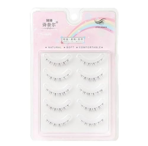 Untere falsche Wimpern, schwarze Faser, 4–6 mm, 5 Paar, handgefertigte Streifenverlängerungen, einzelne Cluster-Cluster, Wispy Curl für Damen, DIY von WUZIA