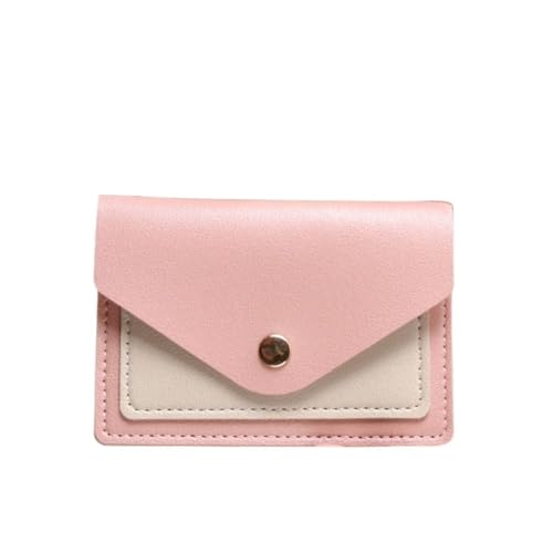 WUZIA Kleines Kreditkartenetui mit Schlüsselanhänger, PU-Buspasshalter mit 2 Fächern, Schnappverschluss, schlankes Kartenetui von WUZIA