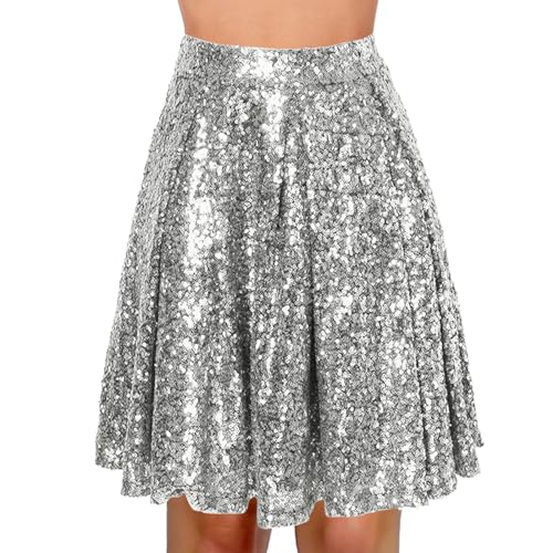 Paillettenröcke Damen Minirock Bodycon Bleistiftrock Dehnbare Glitzer Röcke Hohe Taille Basic Mini Rock Kurzer Freizeitrock Hüftrock Party Club Cocktail Kleid netzkleid Damen Strand von WVONIF