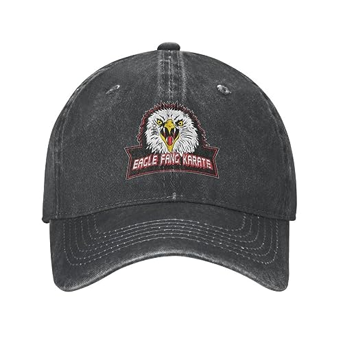 Baseballkappe Unisex und modisch Das Karate Kid Cobra Kai Baseball Cap Baumwolle für Männer Frauen Atmungsaktiver Eagle Fang Karate Vintage Style Dad Hut Sonnenschutz Sport Outdoor-Geschenke von WVVCXCC