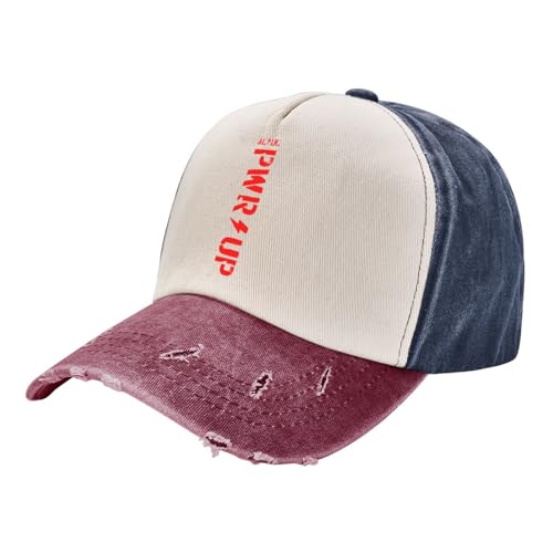 Unisex und modisch Mode AC DC PWR UP Baseballmützen Männer Frauen Distressed Denim Snapback Hut Outdoor Workouts Caps Hut Sport Outdoor Geschenke von WVVCXCC