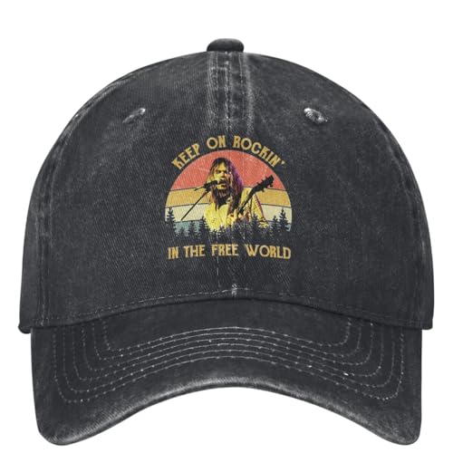 WVVCXCC Baseballmütze Unisex Neil Young Denim Kunst Klassisch Laufen Hippie Trucker Hut Sommer Männer Frauen Casual Sonnenschirm Outdoor Geschenke von WVVCXCC