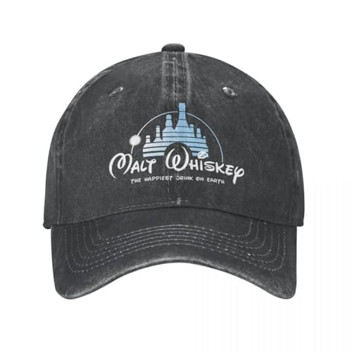 WVVCXCC Unisex und modisch Retro Malt Whiskey Die Baseballkappe für Männer Distressed Denim Washed Kopfbedeckung Mais Whisky Getränk Cocktail Outdoor Geschenk Caps Hut Sport Outdoor Geschenke von WVVCXCC