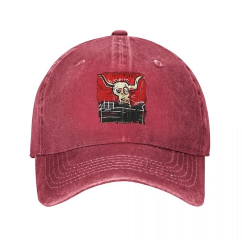WVVCXCC Unisex und modisch Vintage Cabra Basquiat Bull Skull Zeitgenössischer Liebhaber Künstler Maler Baseballkappen Distressed Washed Sun Cap Verstellbare Hüte Cap Sport Outdoor-Geschenke von WVVCXCC