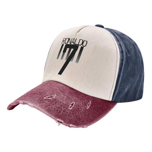 WVVCXCC Unisex und modisch Vintage Cristiano Ronaldo Fußball Nummer Cr7 Baseball Caps Männer Frauen Distressed Denim Snapback Cap Outdoor-Aktivitäten Hüte Cap Sport Outdoor-Geschenke von WVVCXCC
