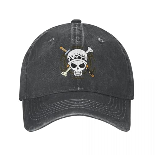 WVVCXCC Unisex und modisch Vintage Traffy Law Baseballmütze Distressed Denim Washed Snapback Cap Trafalgar Law Anime Outdoor Verstellbare Caps Hut Sport Outdoor-Geschenke von WVVCXCC