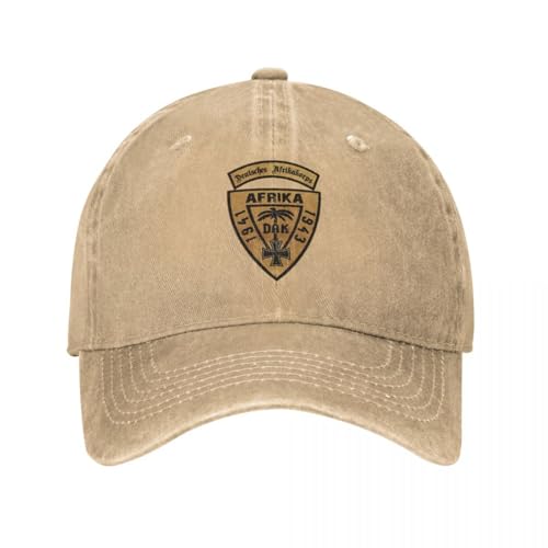 WVVCXCC Unisex und modisch Vintage Wehrmacht Baseball Cap Herren Distressed Denim Snapback Cap DAK Deutsches AfrikaKorps Afrika Unstructured Soft Hat Cap Sport Outdoor Geschenke von WVVCXCC