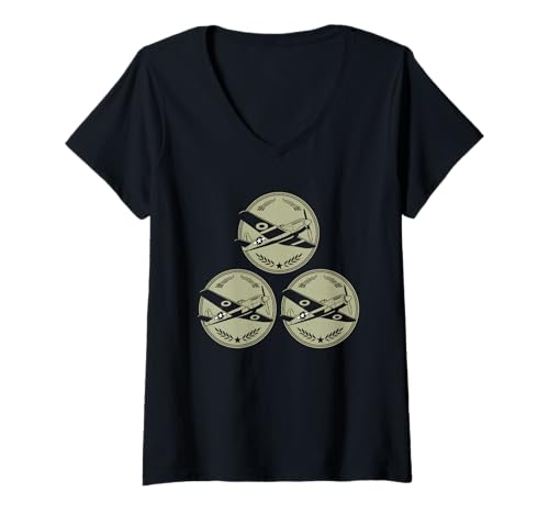 Damen WW2 Kampfflugzeuge Tshirt B-17 P51 Mustang F4U Corsair T-Shirt mit V-Ausschnitt Damen WW2 Kampfflugzeuge Tshirt B-17 P51 Mustang F4U Corsair T-Shirt mit V-Ausschnitt von WW2 Kampfflugzeuge B-17 Corsair P40 P51 Mustang