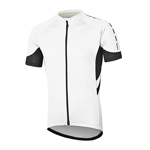 Herren MTB Kurzarm Radtrikot,Sommer Atmungsaktiv Schnell Trocknend Fahrradbekleidung,Fahrradtrikot Mit 3 Rückentaschen,mit Durchgehendem Reißverschluss,Für Rennrad Joggen Fitness(Size:XL,Color:Weiß) von WWAIHY