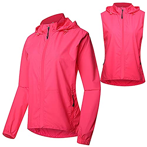 WWAIHY Winddichte Fahrradjacke Damen,leichte MTB Radjacke,Fahrrad Klamotten Mit Wasserdicht Und Atmungsaktivem Mesh,Gelten Radfahren,Laufen,Wandern,Bergsteigen(Size:L,Color:Pflaumenrot) von WWAIHY