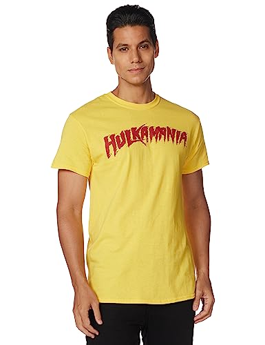 WWE Herren Hulkamania Junges, kurzärmelig T-Shirt, gelb, L von WWE