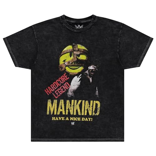 WWE Herren Mick Foley Shirt – Mankind Mr. Socko – World Wrestling Champion Tie Dye T-Shirt, Schwarze Krawatte, L von WWE