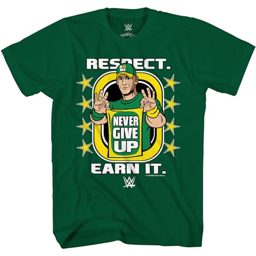 WWE John Cena Respect Never Give Up T-Shirt für Erwachsene, Grün , 3X-Groß von WWE