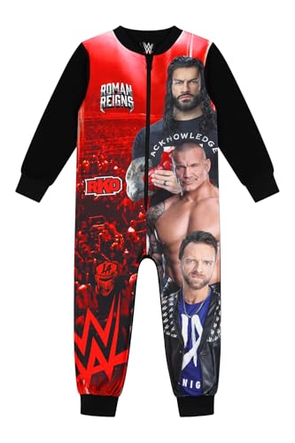 WWE Jungen World Wrestling Entertainment Fleece-Schlafanzug Kinder Einteiler, rot, 10-11 Years von WWE