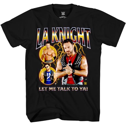 WWE LA Knight Yeah! Vintage Talk to Ya T-Shirt für Erwachsene, Schwarz, L von WWE