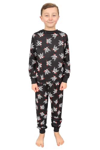 WWE Logo-Print Jungen Microfleece Long Pyjama Set, Schwarz , 10-11 Jahre von WWE