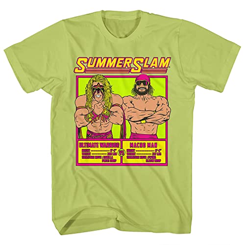 WWE SummerSlam Ultimate Warrior Shirt - Macho Man Vs Ultimate Warrior - Herren T-Shirt World Wrestling Champion, lime, Mittel von WWE