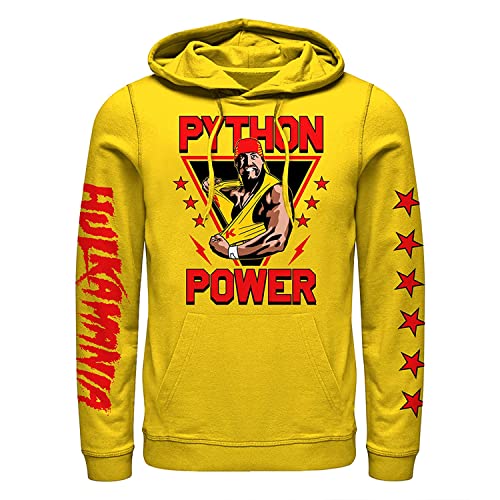 WWE Superstar Hulk Hogan Kapuzenpullover – Hulkamania – Herren-Weltmeister-Kostüm Hoodie Sweatshirt, gelb, X-Large von WWE