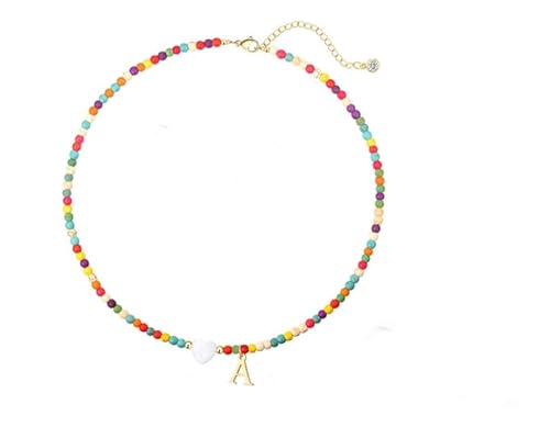 Handgefertigte Perlen-Halskette für Damen, leicht, zierlich, Choker, Schmuck mit natürlicher Muschel und türkisfarbenen Akzenten, leichte Strandurlaub-Halskette von WWHJR