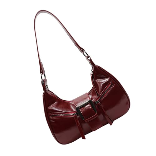 Modische Damen-Umhängetasche aus PU-Leder mit Reißverschluss für den täglichen Gebrauch Crossbody Unterarm-Geldbörse mit Metallschnalle Retro-Umhängetasche, a, One Size von WWHJR