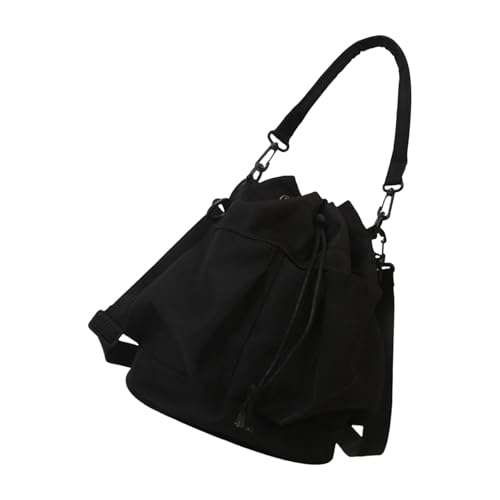 Schlichte und dennoch anspruchsvolle Damenhandtasche mit geräumigem Innenraum und Eimer-Design Umhängetasche für verschiedene Anlässe Damen Bucket Bag, Schwarz , One Size von WWHJR