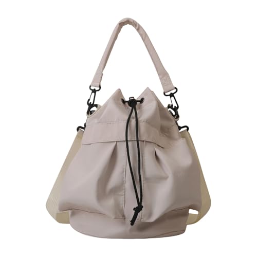 Schlichte und dennoch anspruchsvolle Damenhandtasche mit geräumigem Innenraum und Eimer-Design Umhängetasche für verschiedene Anlässe Damen Bucket Bag, weiß, One Size von WWHJR