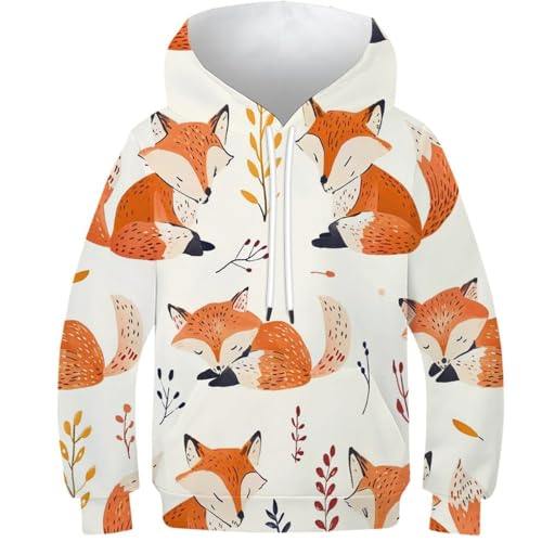 WWJLRLXTO Cute Fuchs Pullover Personalisierte Fuchs Neuheit 3D Druck Kinder Hoodie Jungen Mädchen Leichte 6-16 Jahre 8-10Y von WWJLRLXTO
