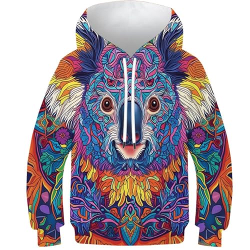 WWJLRLXTO Kunst Koala Kapuzenpulli Tier Pullover Personalisierte 3D Lustig Gedruckt Kinder Hoodie Jungen Mädchen Leichte Alter 4-16 10-12Y von WWJLRLXTO