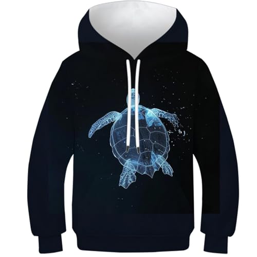 WWJLRLXTO Schildkröte Kapuzenpulli Tier Pullover Personalisierte 3D Lustig Gedruckt Kinder Hoodie Jungen Mädchen Leichte Alter 4-16 6-7Y von WWJLRLXTO