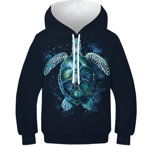 WWJLRLXTO Schildkröte Pullover Personalisierte Tier 3D Lustig Gedruckt Kinder Hoodie Jungen Mädchen Langarm Alter 4-16 8-10Y von WWJLRLXTO