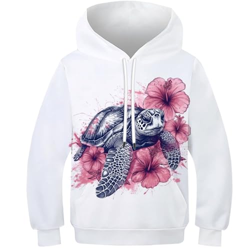 WWJLRLXTO Schildkröte Pullover Personalisierte Tier Neuheit 3D Druck Kinder Hoodie Jungen Mädchen Langarm Alter 4-16 12-14Y von WWJLRLXTO