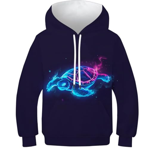 WWJLRLXTO Schildkröte Pullover Sweatshirt Tier 3D Lustig Gedruckt Kinder Hoodie Jungen Mädchen Leichte Alter 4-16 10-12Y von WWJLRLXTO