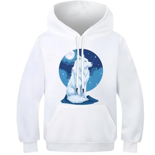 WWJLRLXTO Wolf Hoodie Jungen 3D Lustig Gedruckt Animal Kapuzenpullover Unisex Kinder Sweatshirt Für Jungen Mädchen Mit Tasche Alter 6-16 7-9Y von WWJLRLXTO