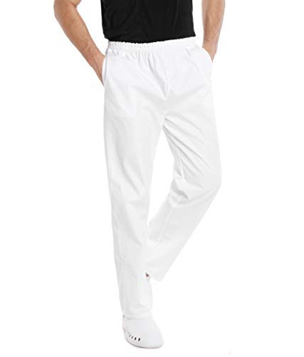 WWOO Herren OP-Hose weiße Schlupfhose Uniformen Hose Bundhose aus Baumwolle mit Gummibund professionelle Materialie Dicke XXXL WWOO Herren OP-Hose weiße Schlupfhose Uniformen Hose Bundhose aus Baumwolle mit Gummibund professionelle Materialie Dicke XXXL von WWOO