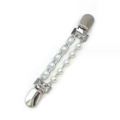 Schal Strickjacken Clips 2 Stück Cardigan Clip Hemd Pullover Kragen Ente Clip Perle Strass Bluse Schnalle Kleidung Dekoration Brosche Pin(Pearl) von WWPMNQD