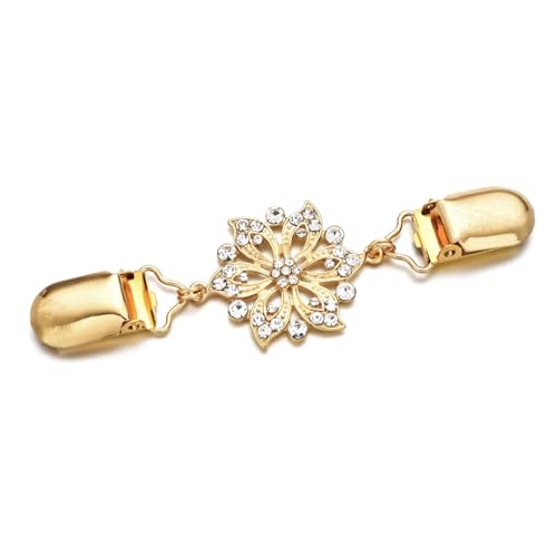 Schal Strickjacken Clips 2 stücke Schöne Strickjacke Clip for Frauen Pullover Schal Schal Clip Mini Kristall Gürtel for Kleid Bluse Zeitraffer Verschluss for Jacken(Snowflake gold) von WWPMNQD